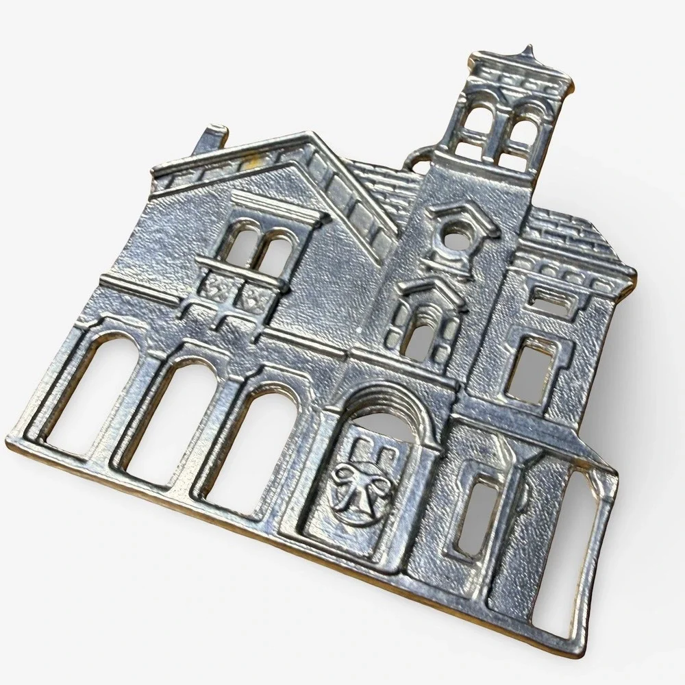 Kirk Stieff Vintage Pewter House Christmas Ornament Silver Italian Victorian 80s